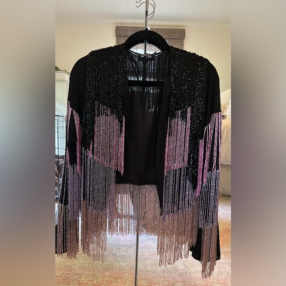 Beaked fringe jacket